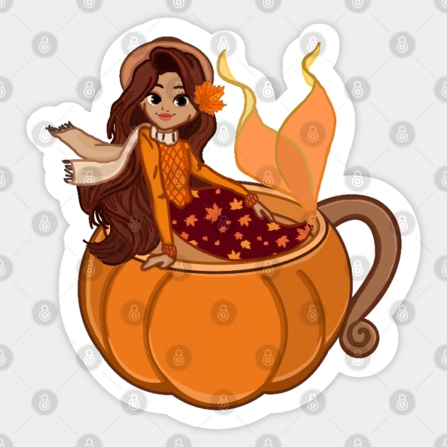 Pumpkin Spice Mermaid Sticker by Octopus Cafe